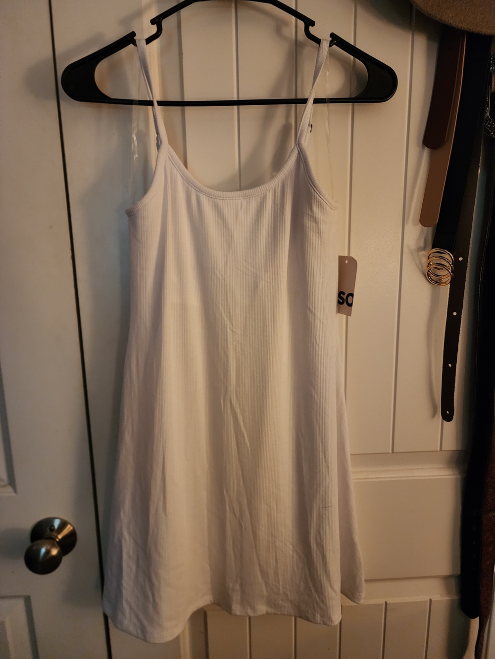 SO White Ribbed Slip Dress